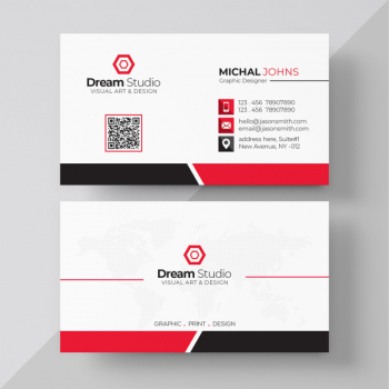 White business card with red details Free Psd