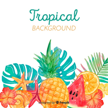 Watercolor tropical background Free Vector