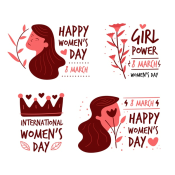 Hand drawn women's day badge collection Free Vector