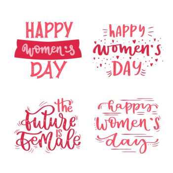 Lettering women's day label/badge collection Free Vector