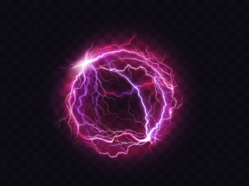 Electric ball lightning circle strike impact place Free Vector