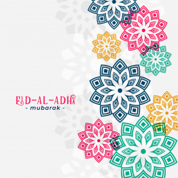Eid al adha arabic greeting with islamic pattern Free Vector
