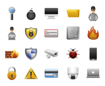 Bundle of cyber security icons Free Vector