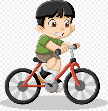 Royalty-free Cartoon Drawing Illustration - Little boy riding a bike vector 