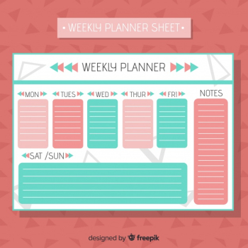 Lovely weekly schedule template with colorful style