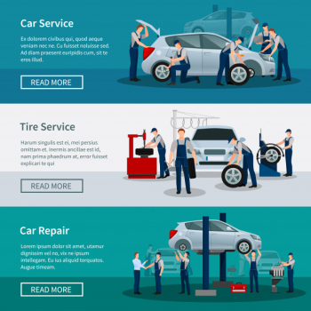 Car repair services banner set