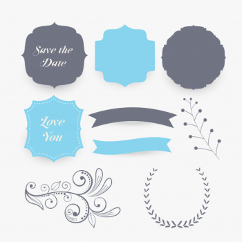 Wedding decoration elements and labels