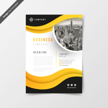 Abstract business flyer with yellow waves