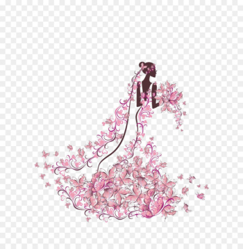 Wedding invitation Bride Illustration - Bride holding flowers 