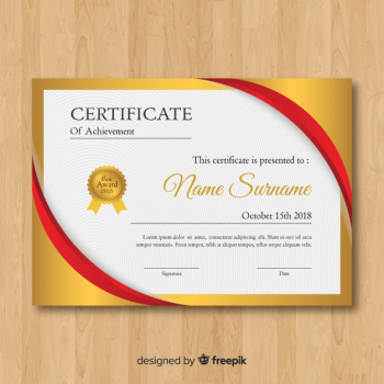 Beautiful golden certificate template