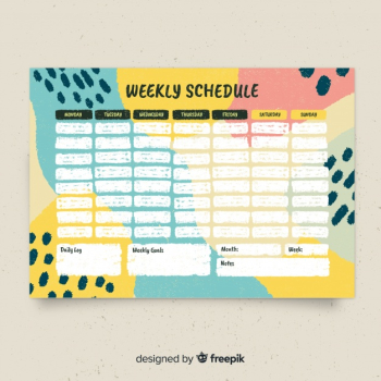 Modern watercolor weekly schedule template