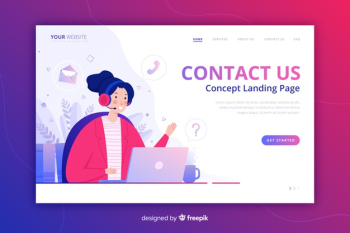 Contact us landing page flat style Free Vector