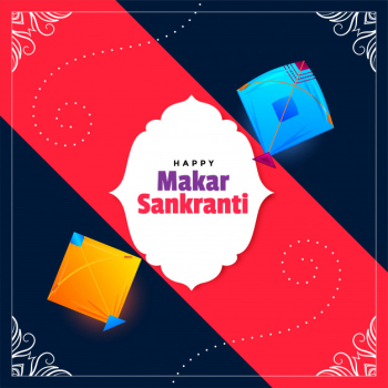 Happy makar sankranti wishes festival card design Free Vector