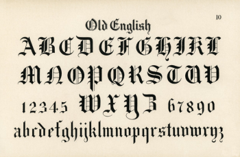 Old English calligraphy fonts from Draughtsman's Alphabets by Hermann Esser 