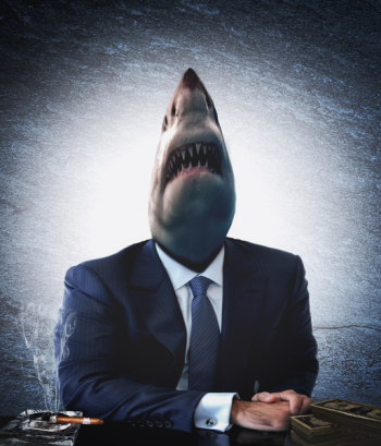  Greedy businessman as a shark 