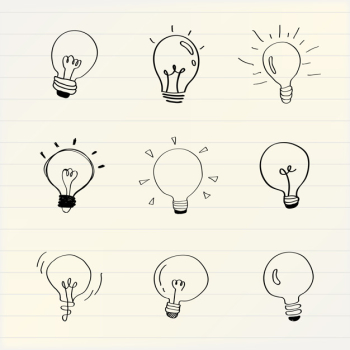 Creative light bulbs doodle collection vector