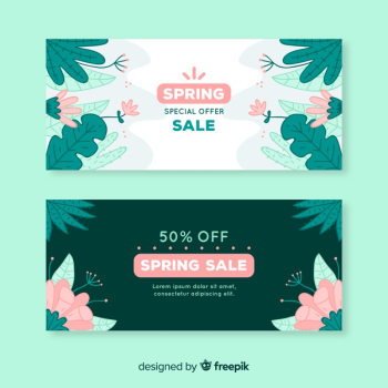 Hand drawn spring sale banners