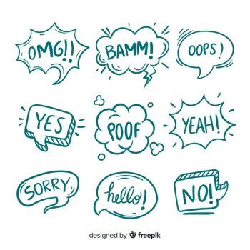 Sketches of bubbles with different expressions Free Vector