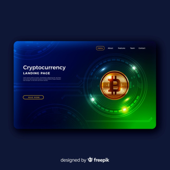 Cryptocurrency landing page Free Vector