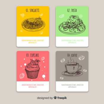 Hand drawn food card collection