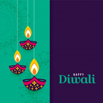 Decorative happy diwali diya lamps background