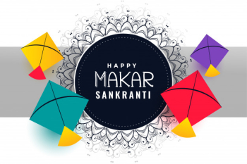 Happy makar sankranti festival background with colorful kites