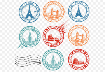 Postage stamp Travel visa Clip art - Sights of the world postmark stamp 