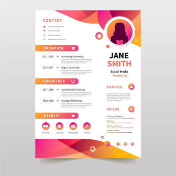 Colorful online curriculum vitae template Free Vector