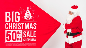 Christmas sale mockup with santa Free Psd