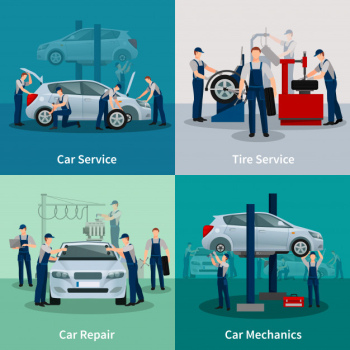 Car repair services card set