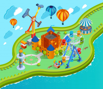 Amusement park isometric illustration