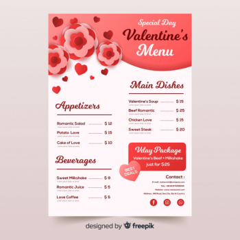 Valentine's menu template