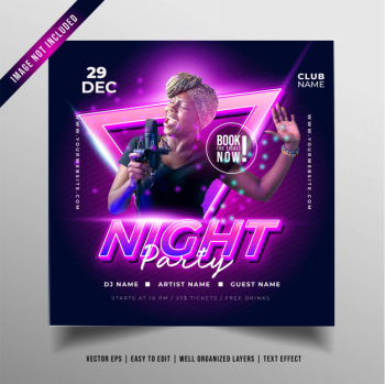 Night music party banner Free Vector