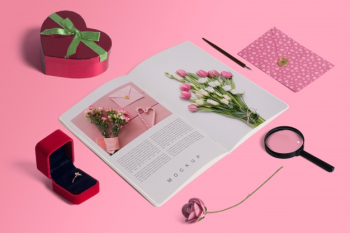 Editable isometric scene creator mockup with valentines day concept Free Psd