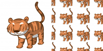 Design with seamless pattern cute tiger Free Vector