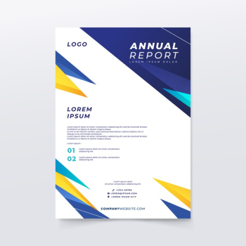 Multicolored annual report template Free Vector