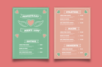 Retro valentine's day menu template Free Vector