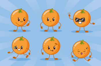 Happy kawaii oranges emojis Free Vector