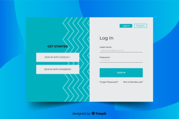Landing page with green login form Free Vector