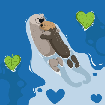 Valentine otters couple falling in love Free Vector