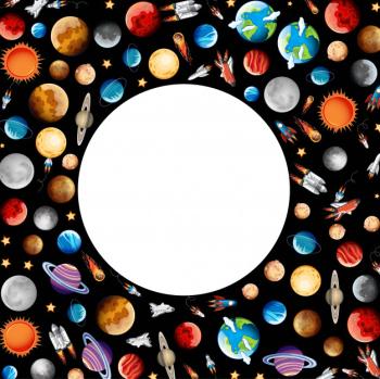 Frame with planets in space Free Vector