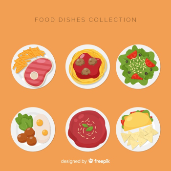 Flat food dish collection