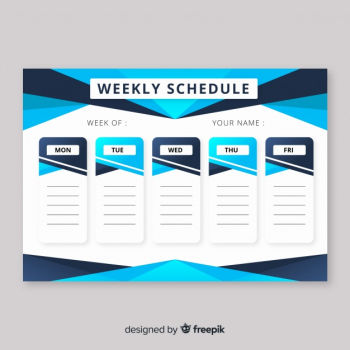 Modern weekly schedule template with flat design