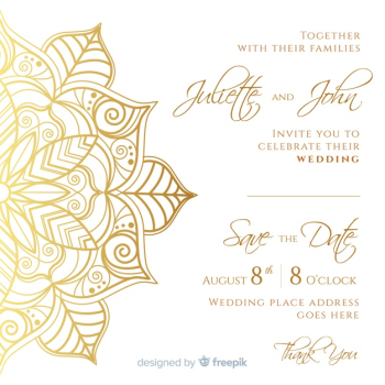 Elegant wedding invitation card template Free Vector