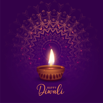 Beautiful diwali festival diya on mandala background