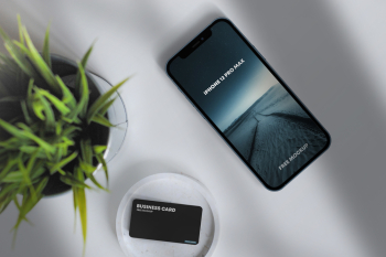 iPhone 12 Pro Max &#038; Business Card Free Mockup