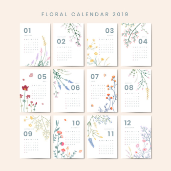 Floral calendar mockup