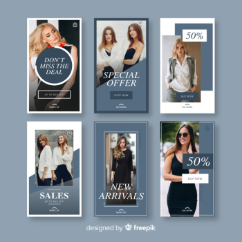 Fashion sale instagram stories templates Free Vector