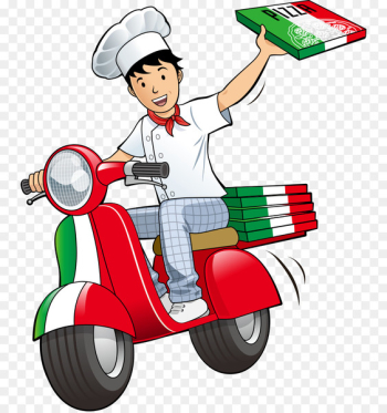 Pizza delivery Take-out Pizza delivery Restaurant - Vector pizza deliveryman 