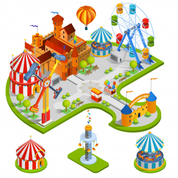 Amusement park isometric illustration